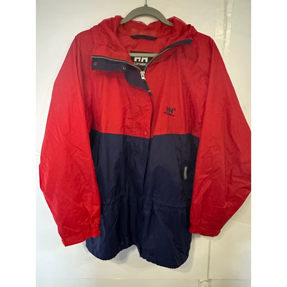 Helly Hansen‎ Packable Jacket Mens Small Red Navy Blue Windbreaker Coat